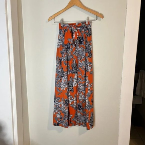 Maxi Skirt Tie Front Slit Side Floral Multicolor - Picture 2 of 5